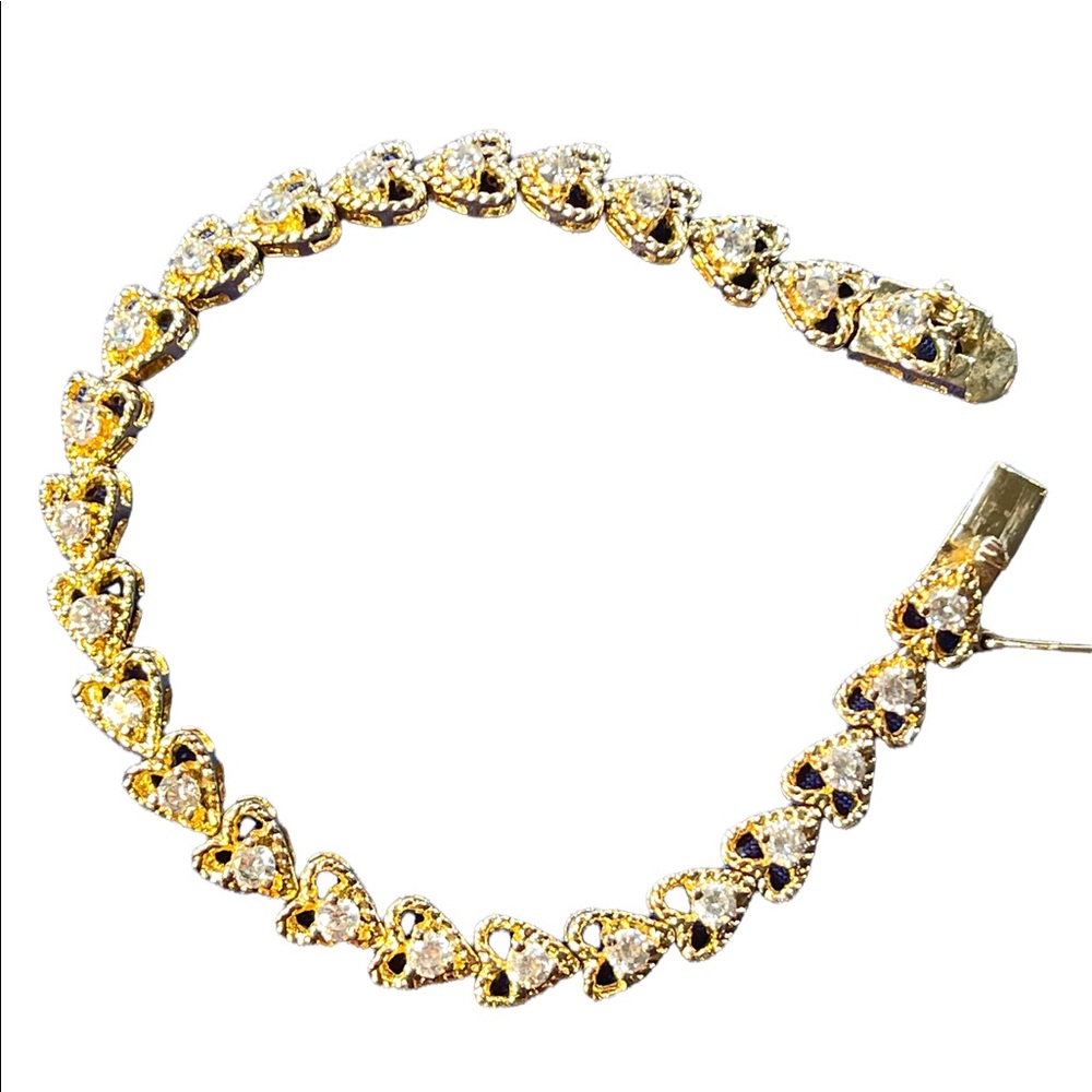 Sterling silver 925 Gold plated Heart CZ tennis bracelet
